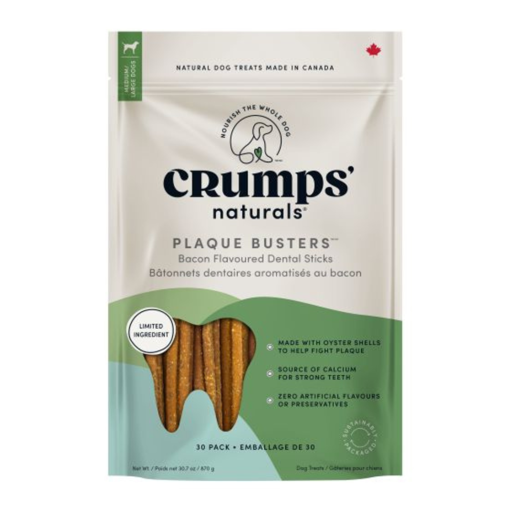 Crumps Plaque Busters Bacon Dental Sticks Dog Treats