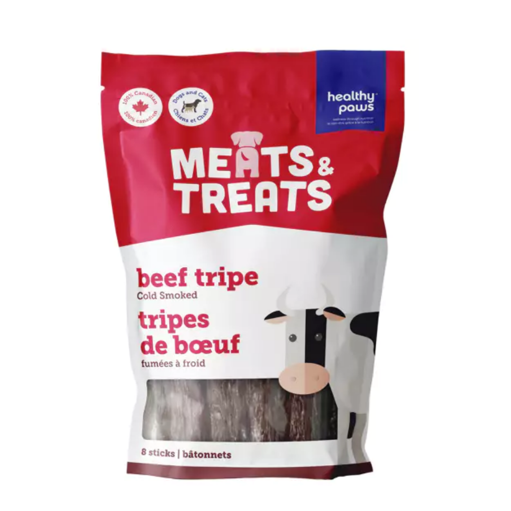 Healthy Paws Meats & Treats - Cold Smoked Tripe Sticks Beef - 8 Sticks