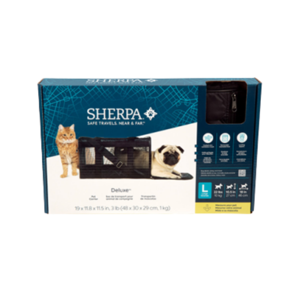 Sherpa Deluxe Airline Approved Soft Sided Dog & Cat Carrier, Black, Large