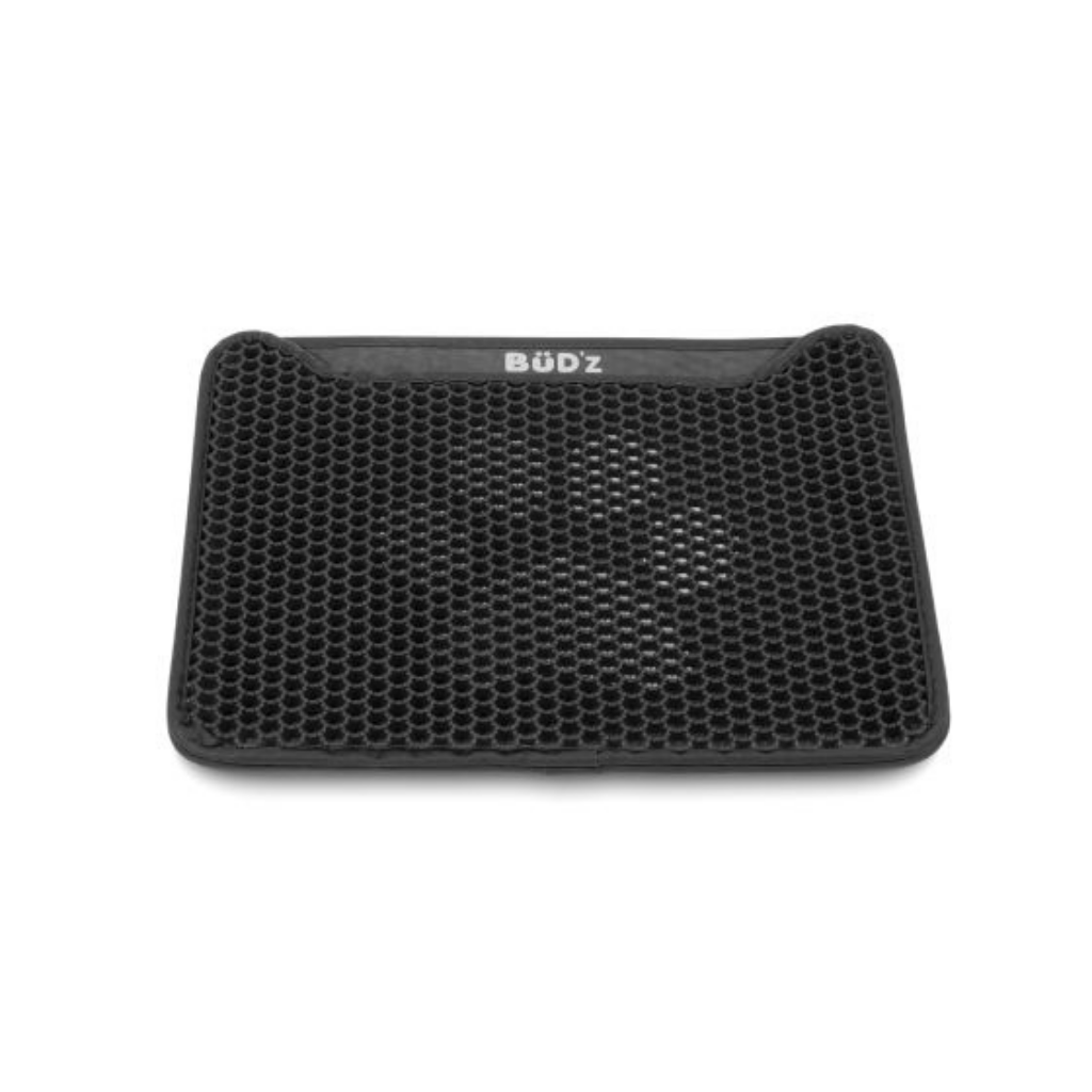 Bud'Z Double-Layer Litter Mat Paw Print Design - Black