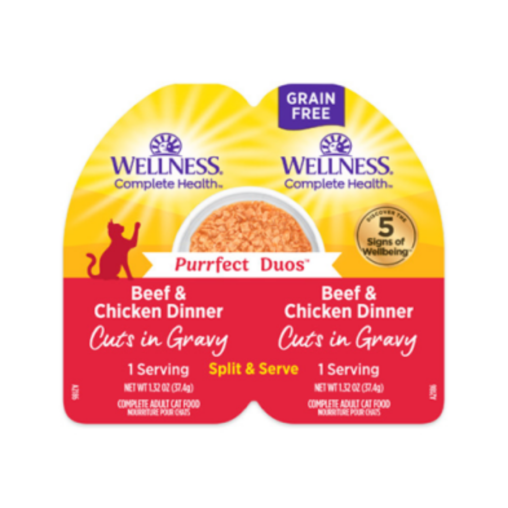 Wellness Complete Health Purrfect Duos Beef & Chicken Dinner Cuts in Gravy Wet Cat Food