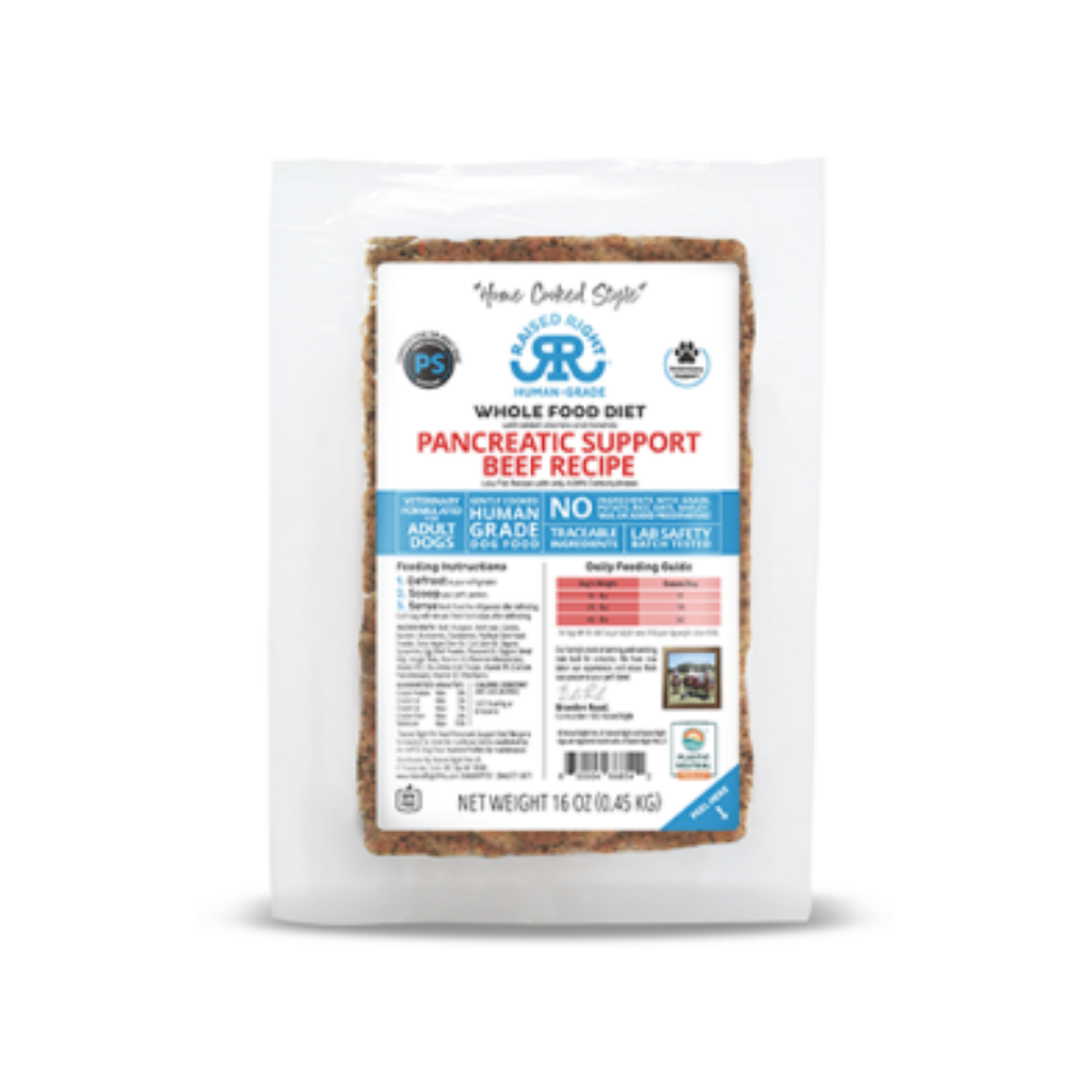 Raised Right Pancreatic Support Beef Recipe Frozen Dog Food