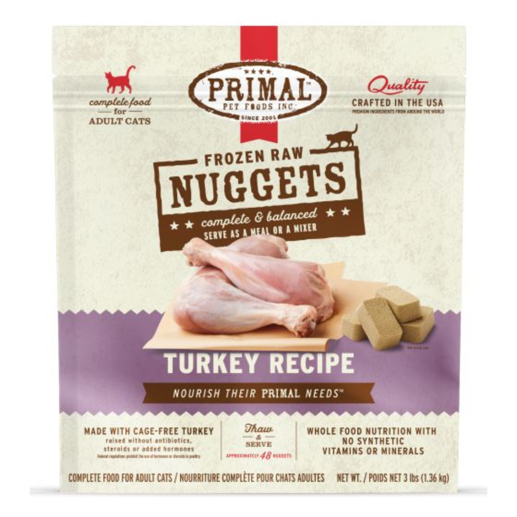 Primal Raw Frozen Turkey Nuggets Cat Food