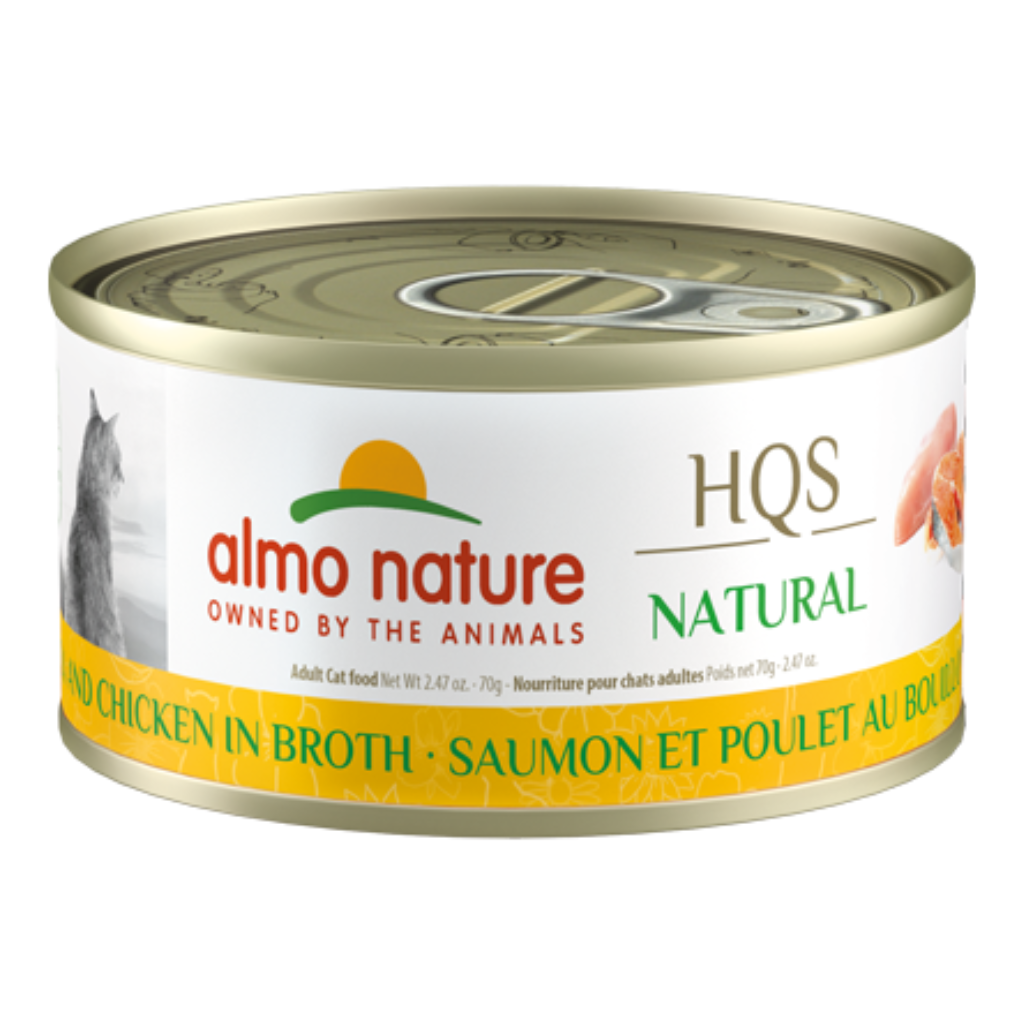 Almo Nature HQS Natural - Salmon and Chicken in Broth Cat Can