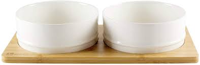 Be One Breed Bamboo and Ceramic Bowls - White