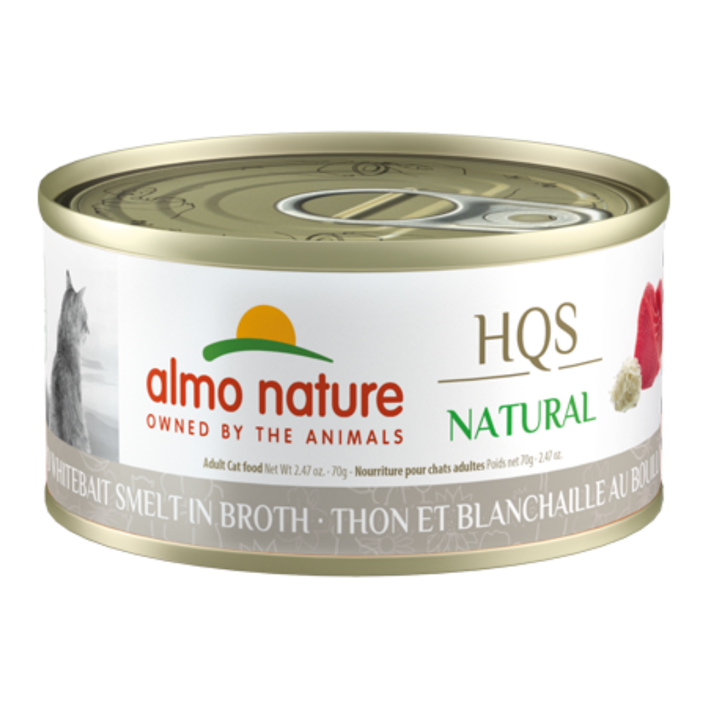 Almo Nature HQS Natural - Tuna and Whitebait Smelt in Broth Cat Can