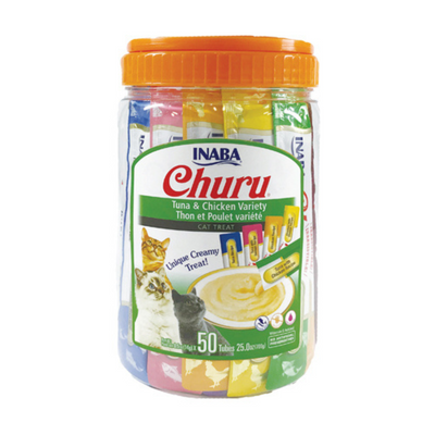 INABA Churu 50 Pack Tuna and Chicken Variety Jar for Cats