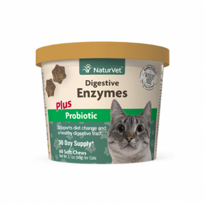 NaturVet Digestive Enzymes with Prebiotics & Probiotics Soft Chews for Cats