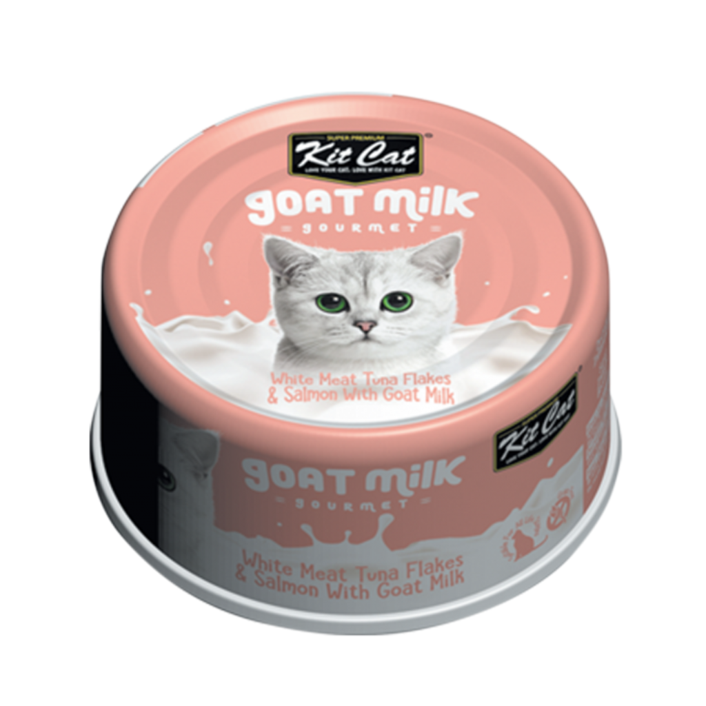 Kit Cat Goat Milk Gourmet - White Meat Tuna Flakes & Salmon with Goat Milk Cat Can