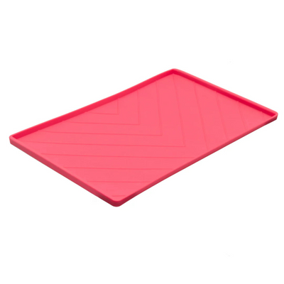 Messy Mutts Silicone Non-Slip Dog Bowl Mat with Raised Edge - Watermelon