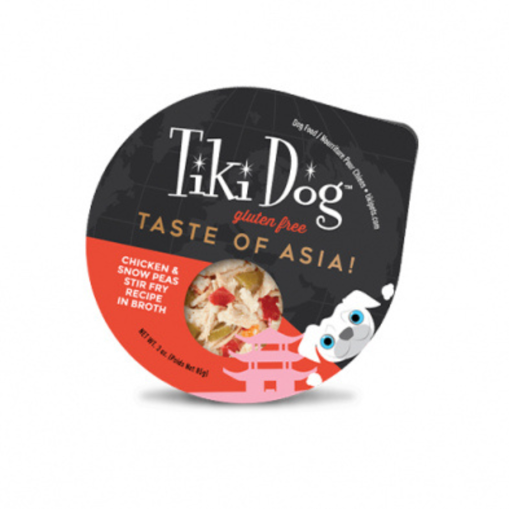 Tiki Dog Taste of the World Asia Chicken & Snow Peas Stir Fry Recipe in Broth Wet Dog Food