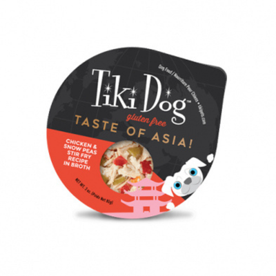Tiki Dog Taste of the World Asia Chicken & Snow Peas Stir Fry Recipe in Broth Wet Dog Food
