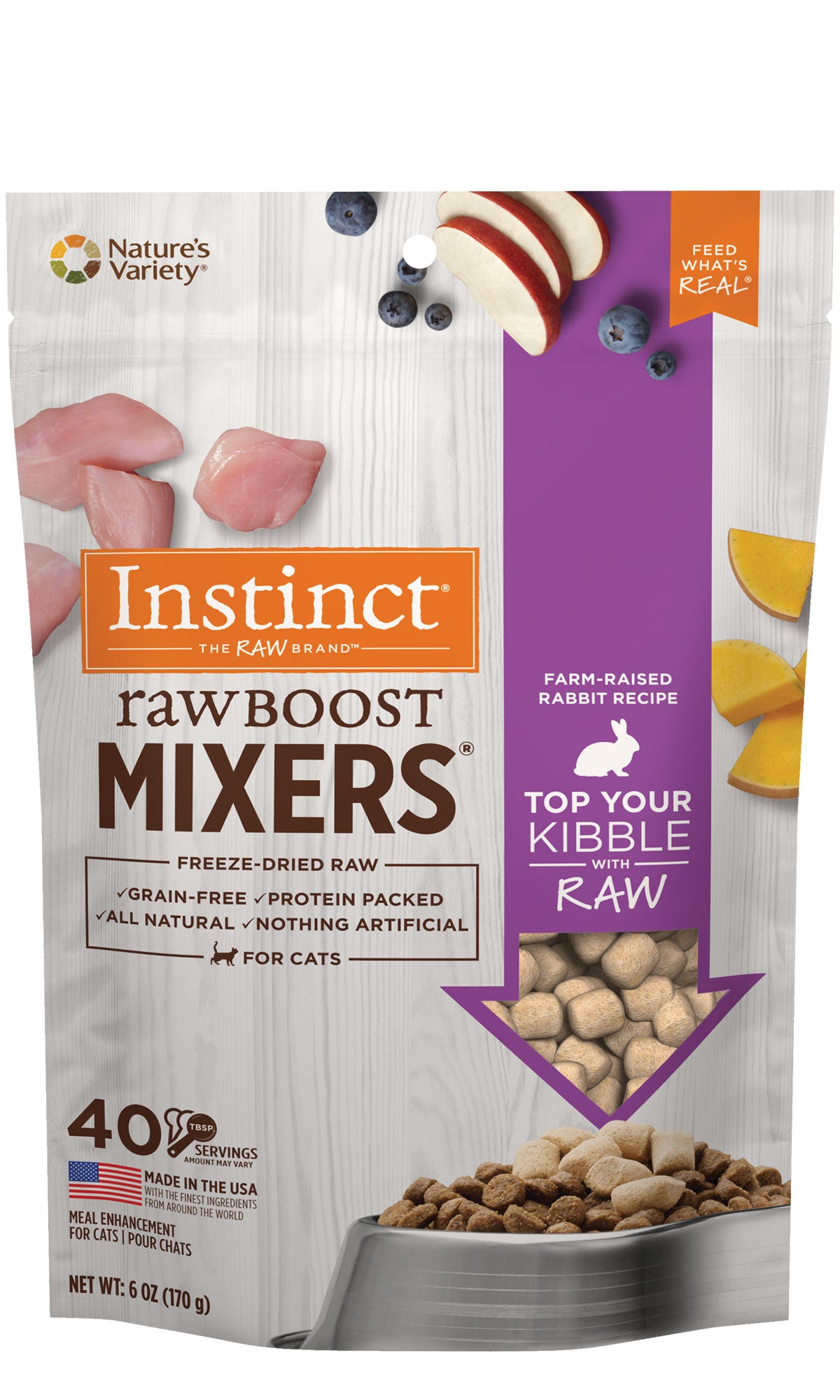 Nature's Variety Instinct Raw Boost Mixers Grain Free Rabbit Topper for Cats 6oz