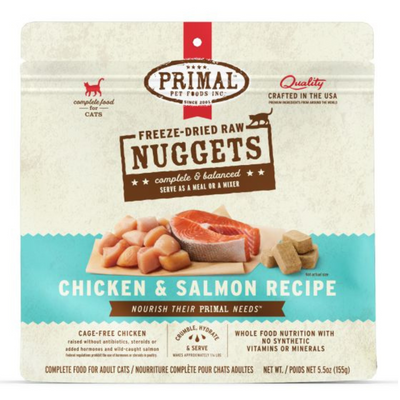 Primal Freeze-Dried Chicken and Salmon Nuggets Cat Food