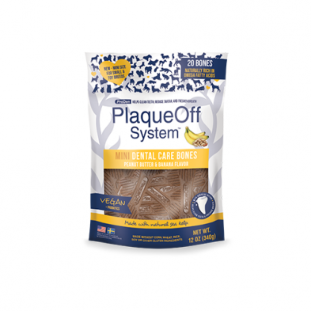 ProDen PlaqueOff Mini Dental Care Bones for Dogs - Peanut Butter Banana Flavour