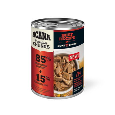 Acana Premium Chunks Beef Recipe in Bone Broth Dog Can