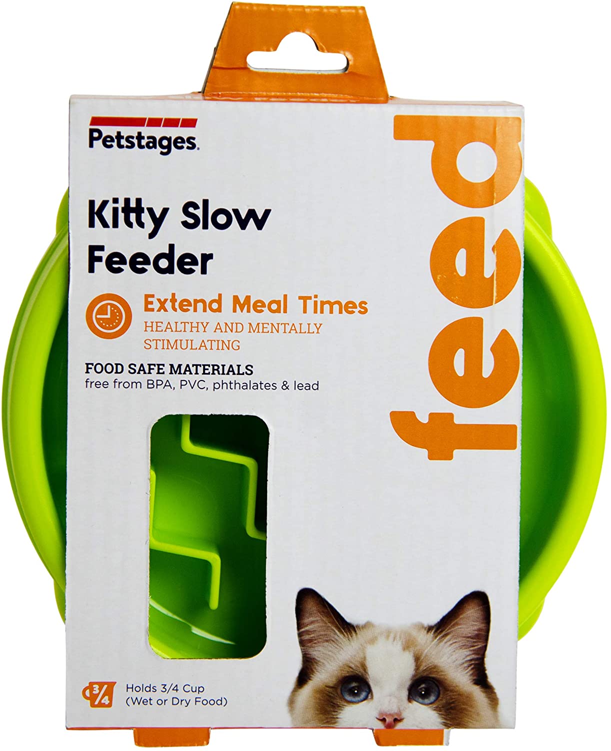 Petstages Kitty Slow Feeder for Cats Green