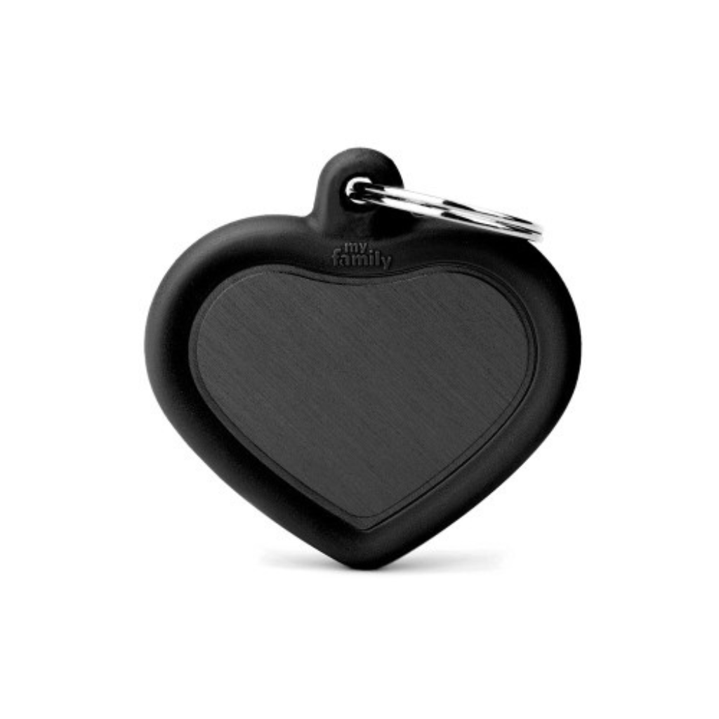 My Family Engravable Tags - Hushtag - Heart Black