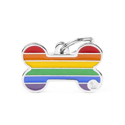My Family Engravable Tags - Rainbow Bone - Large