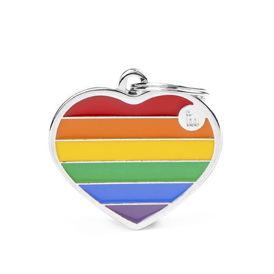 My Family Engravable Tags - Rainbow Heart - Small