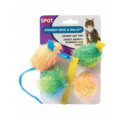 SPOT Stringy Mice & Ball 4 pack Cat Toys