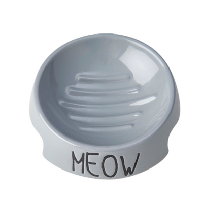 PetRageous Meow 5" Inverted Bowl - Grey