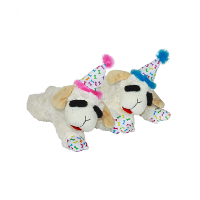 Multipet Lamb Chop With Birthday Hat 10" Dog Toy