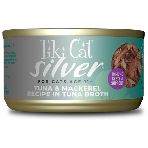 Tiki Cat Silver Senior Whole Foods with Tuna & Mackerel Recipe in Tuna Broth Cat Can