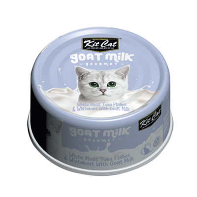 Kit Cat Goat Milk Gourmet - White Meat Tuna Flakes & Whitebait with Goat Milk Cat Can