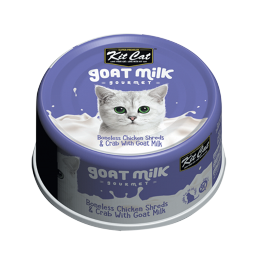 Kit Cat Goat Milk Gourmet - Boneless Chicken Shreds & Crab with Goat Milk Cat Can