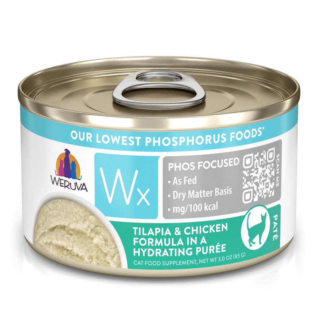 Weruva WX Phos Focused Tilapia & Chicken Formula in a Hydrating Purée Cat Can