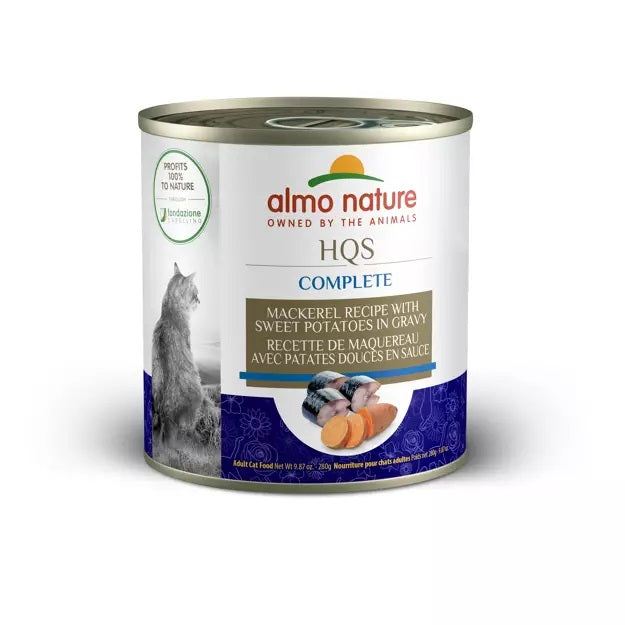 Almo Natural HQS Complete Mackerel with Sweet. Potatoes in Gravy Cat Can