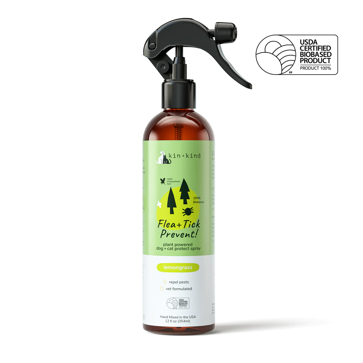 Kin + Kind Flea+Tick Lemongrass Repel Spray for Dogs and Cats