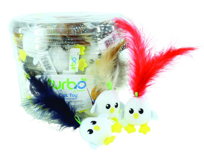 Turbo Chicken Egg with Feathers Cat Toy