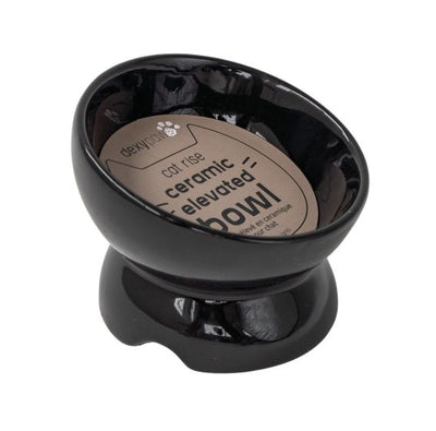 Dexypaws Raised Ceramic Cat Bowl, Black