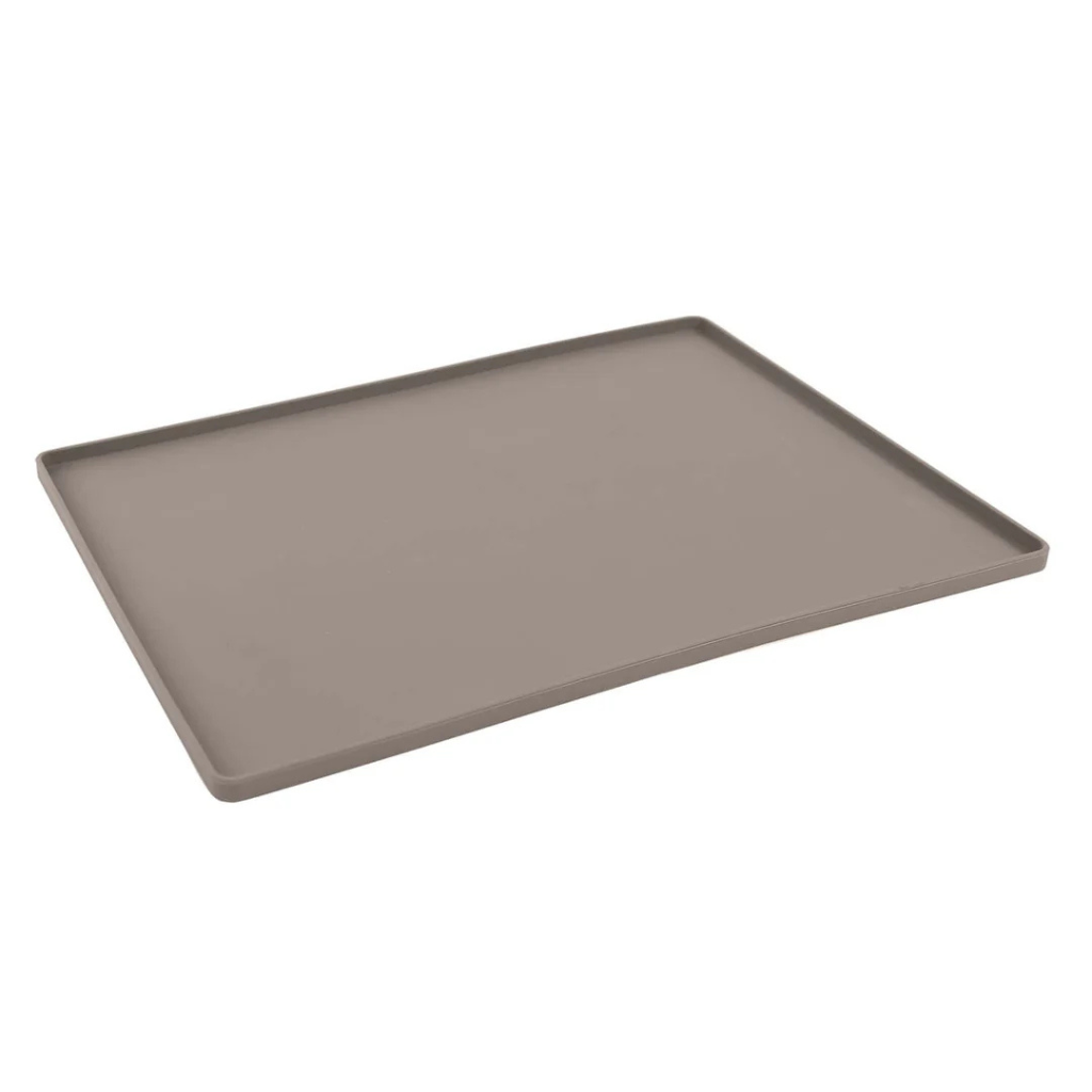 Messy Mutts Silicone Non-Slip Dog Bowl Mat with Raised Edge - Cool Grey