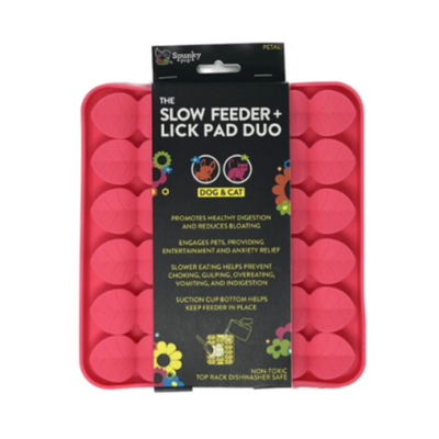 Spunky Pup Slow Feeder & Lick Pad Duo - Petal