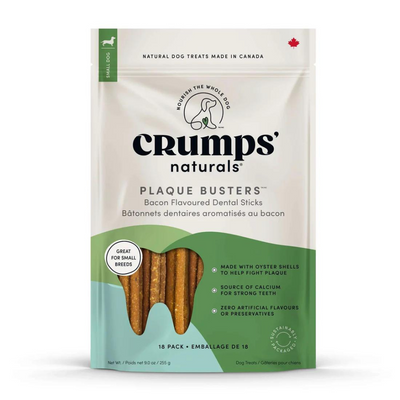 Crumps Plaque Busters Bacon Dental Sticks Dog Treats