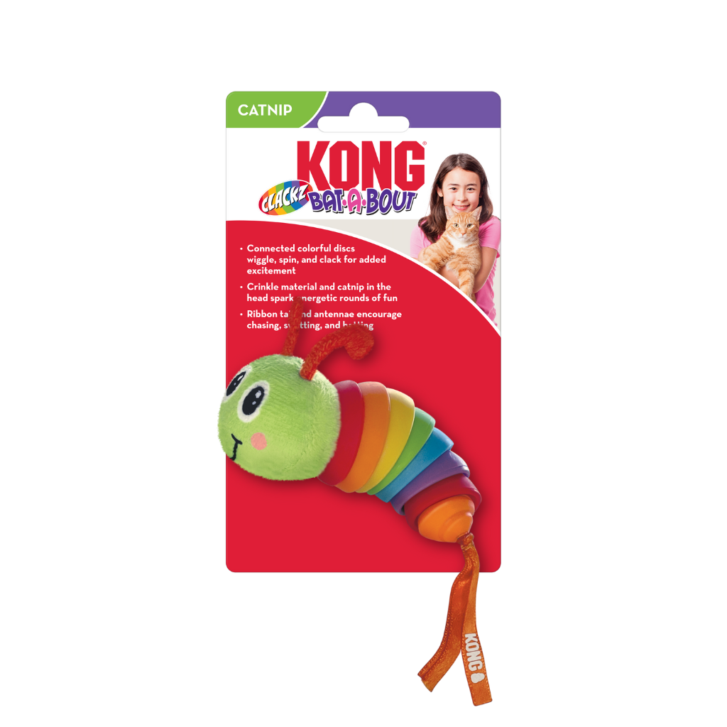 KONG Bat-A-Bout Clakz Caterpillar Cat Toy