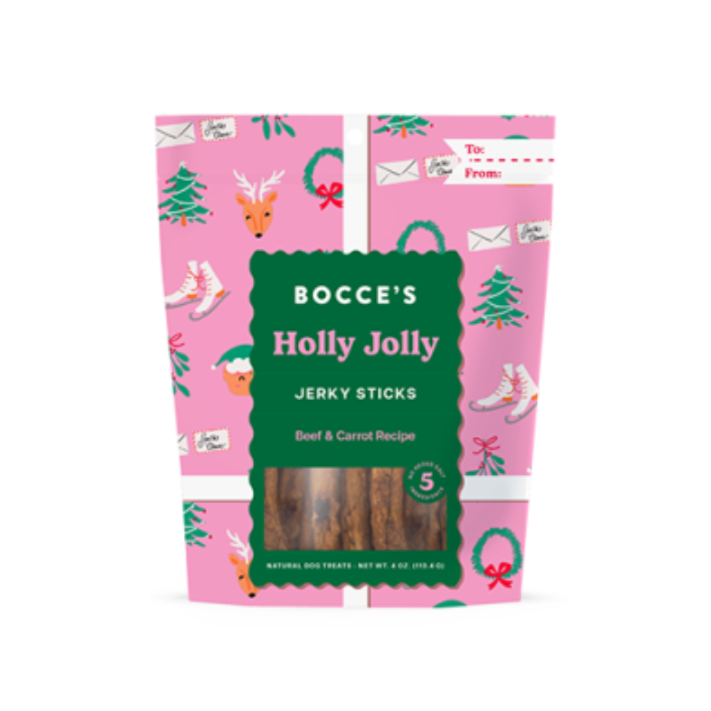 Bocce's Bakery HOLIDAY Holly Jolly Jerky Snacks, Beef & Carrot Recipe Dog Treats