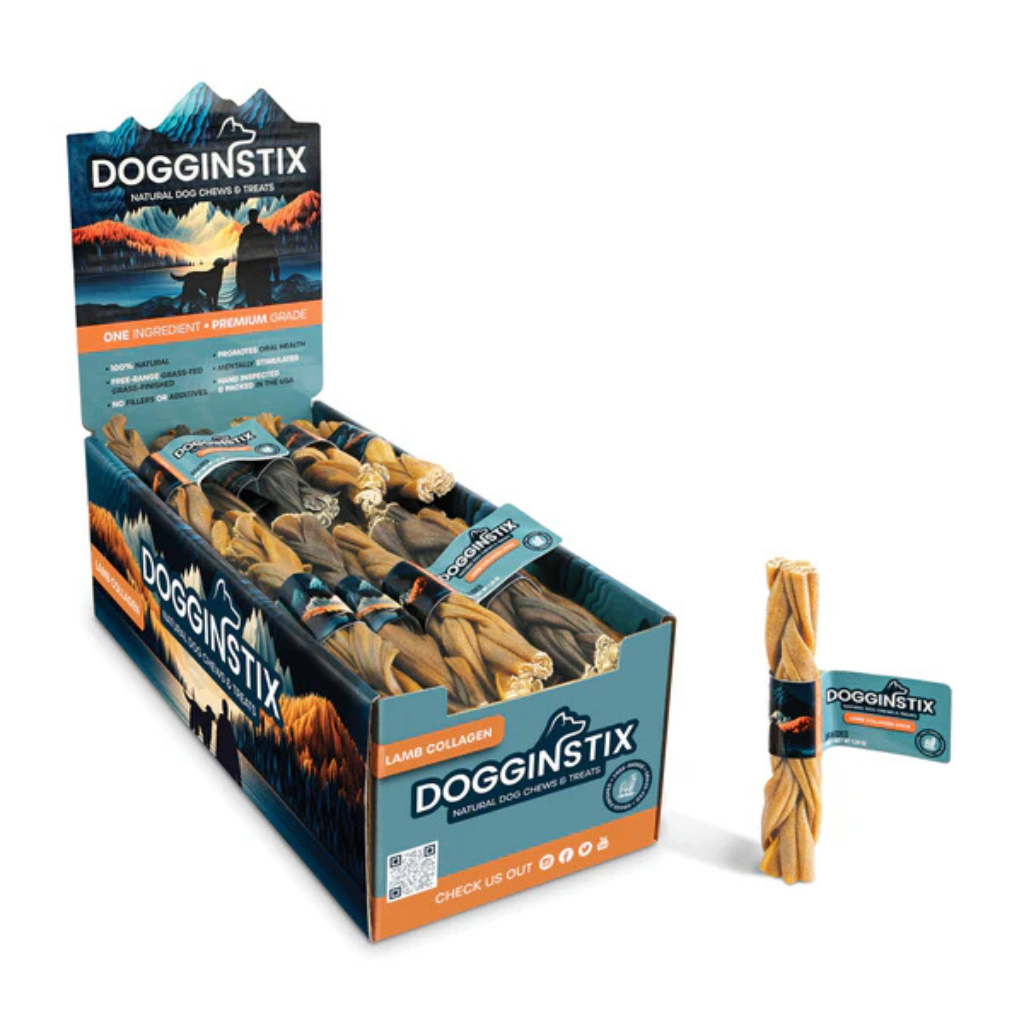 Dogginstix Braided Lamb Collagen 6" Dog Treat