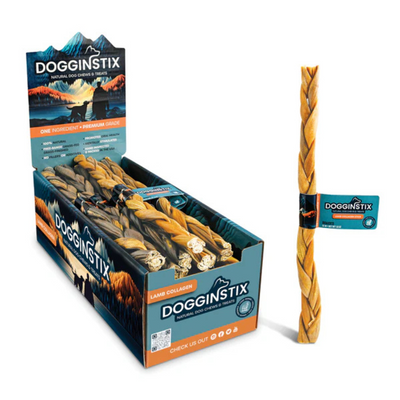 Dogginstix Braided Lamb Collagen 12" Dog Treat