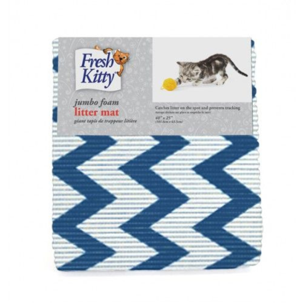 Fresh Kitty Jumbo Foam Litter Mat - Blue Chevron