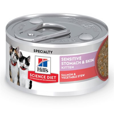 Hill's Science Diet Kitten Sensitive Stomach & Skin Salmon & Vegetable Stew Cat Can