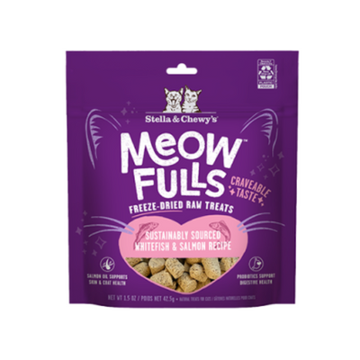 Stella & Chewy's Meowfulls Sustainably Sourced Whitefish & Salmon Recipe Freeze-Dried Raw Cat Treats