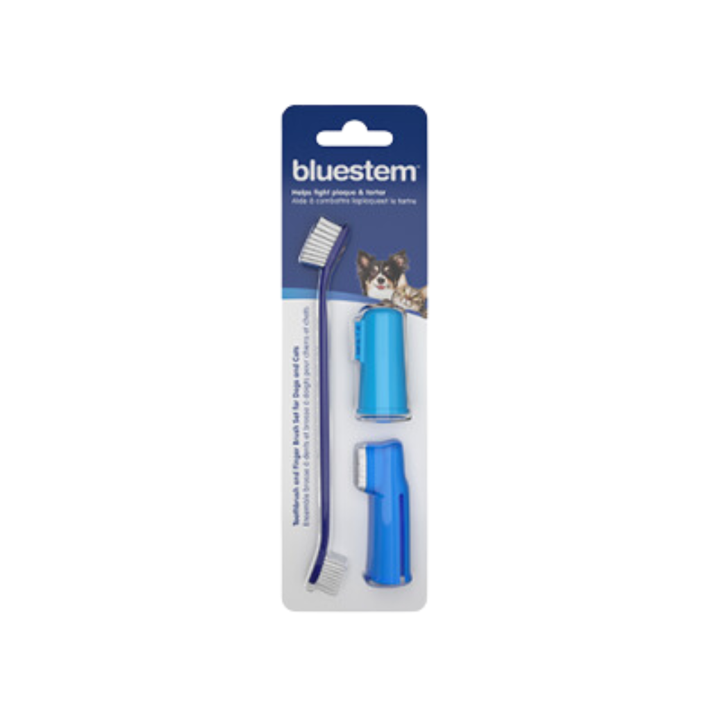 Bluestem Oral Care Toothbrush and Finger Brush set for Dogs & Cats