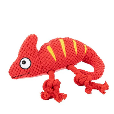 Brookband Chameleon Rope with Squeaker Red Dog Toy