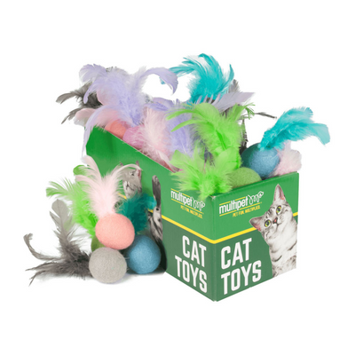Multipet Felt Ball with Feathers Cat Toy