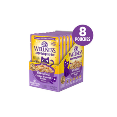 Wellness Appetizing Entrées Shredded Chicken & Salmon Recipe in Sauce Wet Cat Food