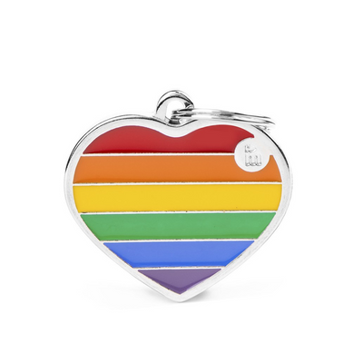 My Family Engravable Tags - Rainbow Heart - Large